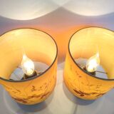 Pair of sandstone lamps 70 shade inclusion dried flowers