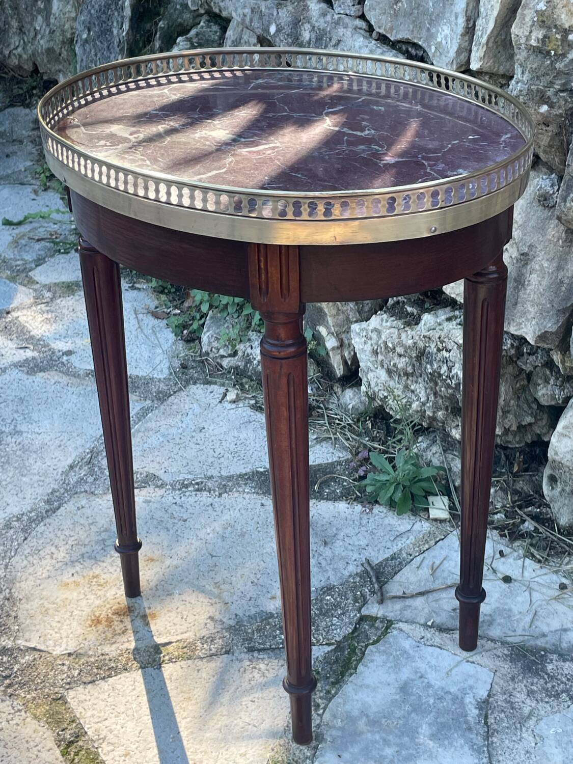 Small Louis XVI style mahogany hot water bottle table from the 19th century