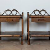 Pair of rattan bedside tables