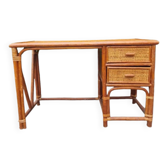 Bureau rotin années 70