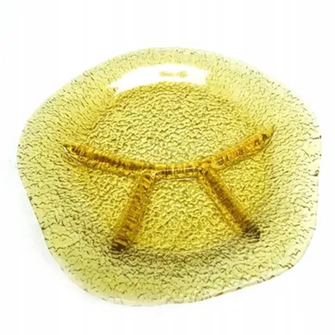 Modernist appetiser platter, yellow glass, designed by J. S. Drost, Poland, 1970s