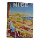 Plaque tôle lithographiée publicitaire vintage Nice