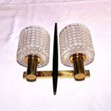 Carl fagerlund, wall lamp, brass & crystal, by , mid-century sweden