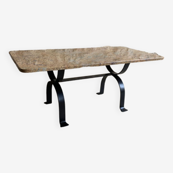 Table basse fer et travertin