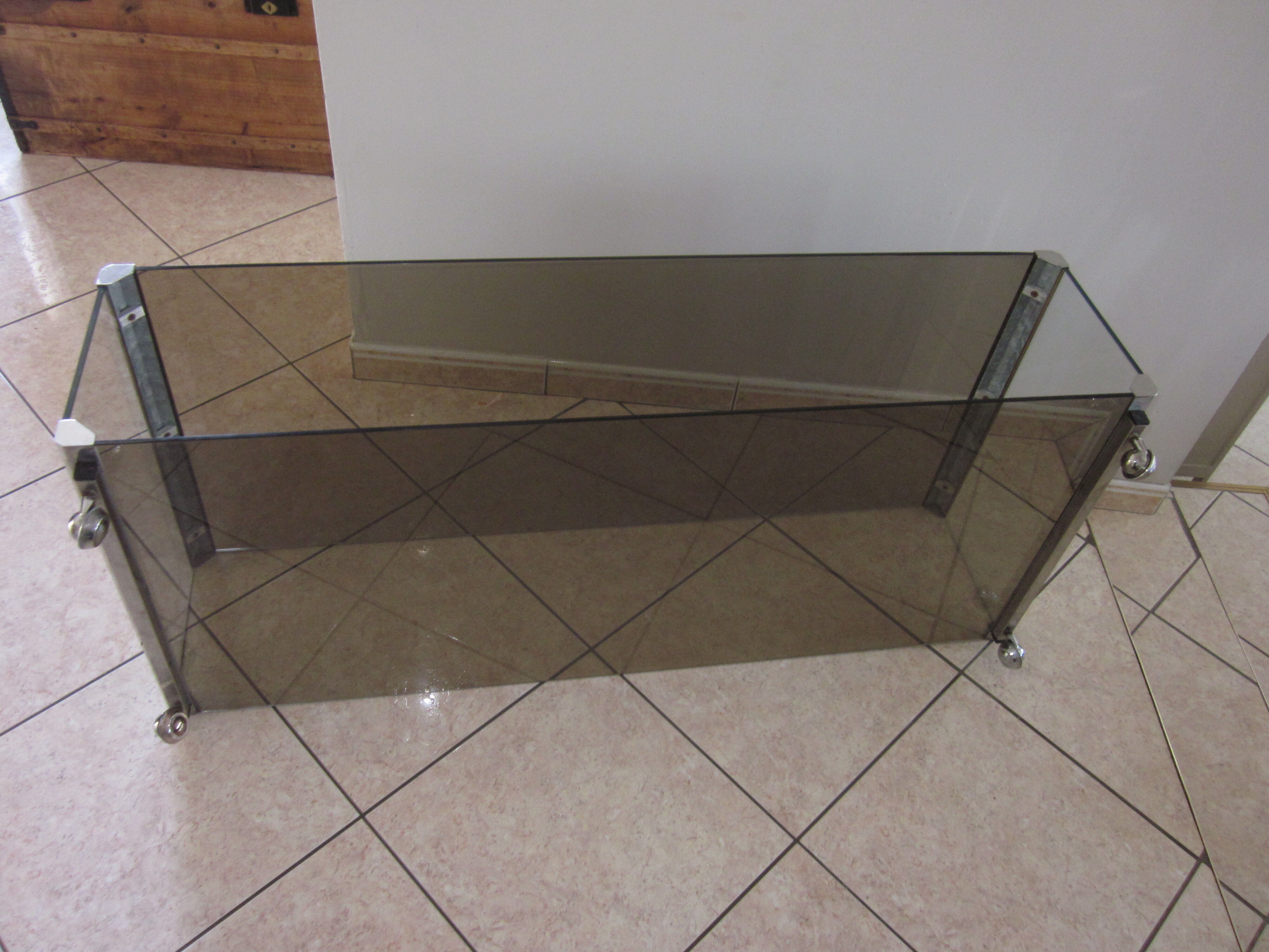 70's coffee table in smoked glass