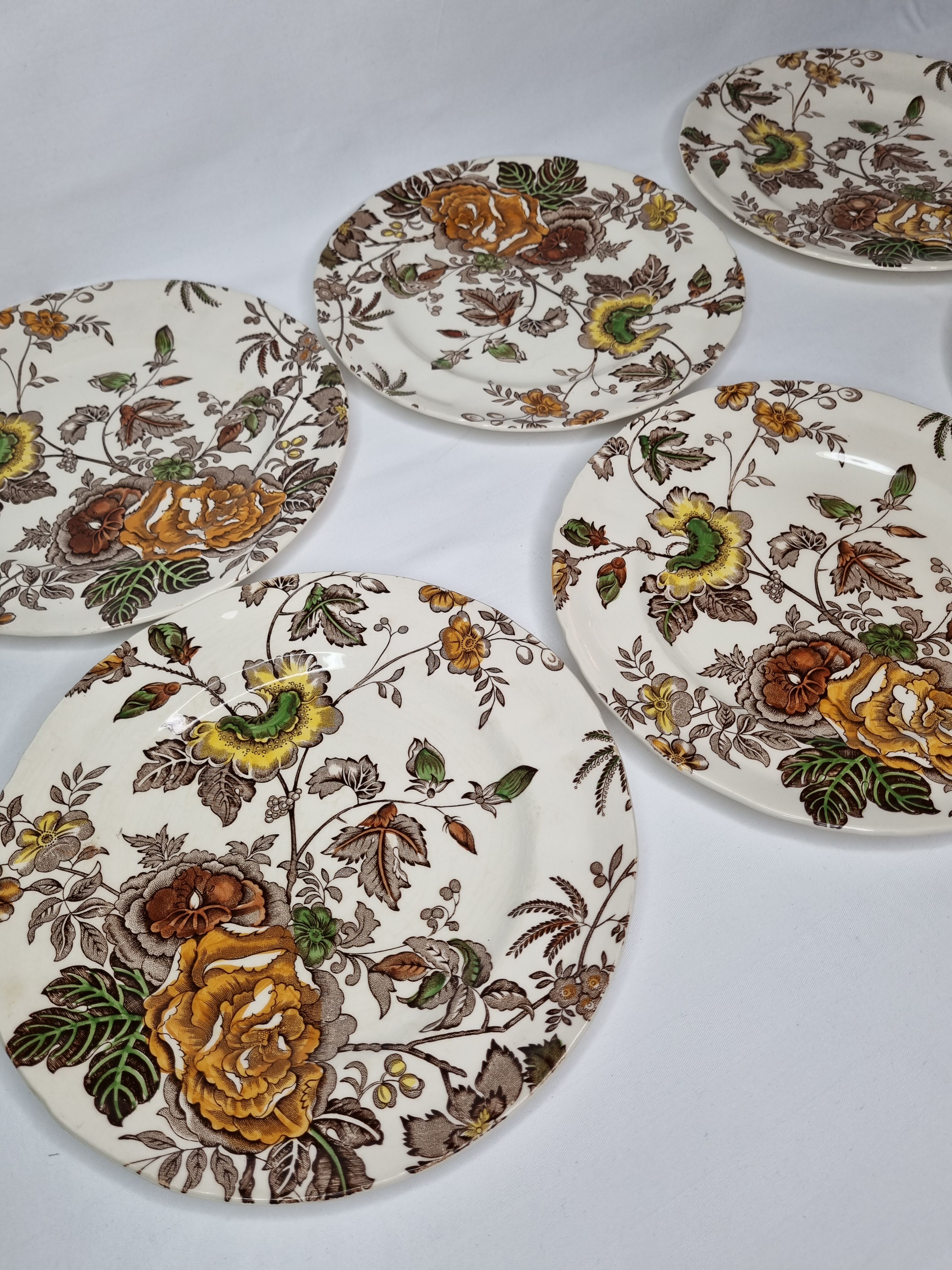 Set of 6 flat plates Mason's (England) chantilly model, 22.5 cm