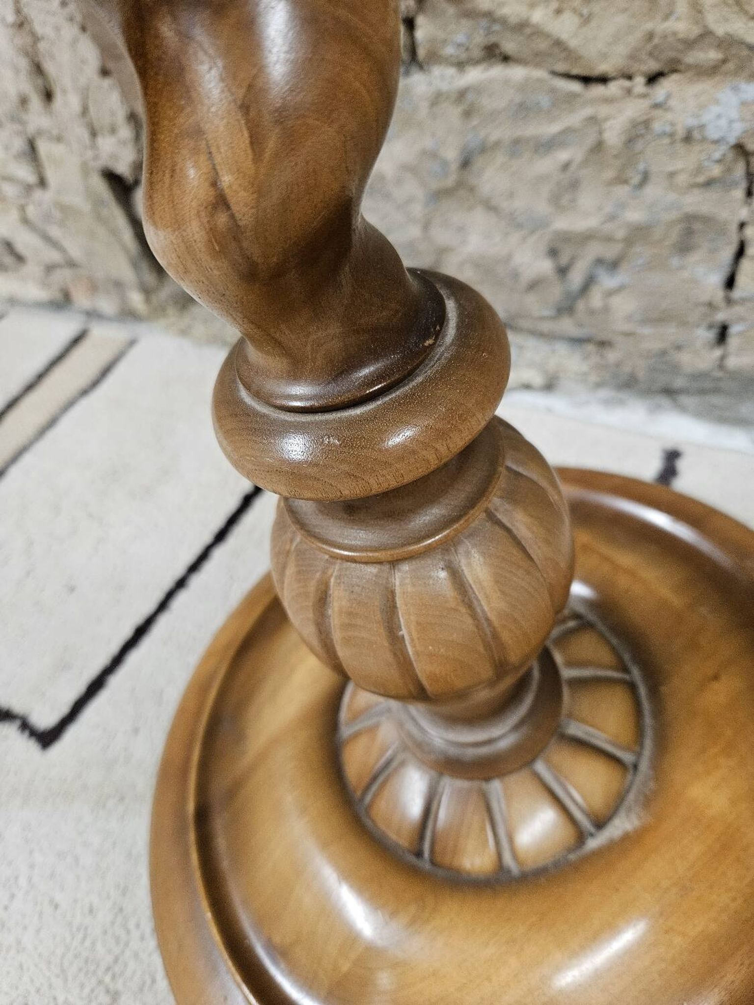 Lampadaire bois touné  Art Déco 1960