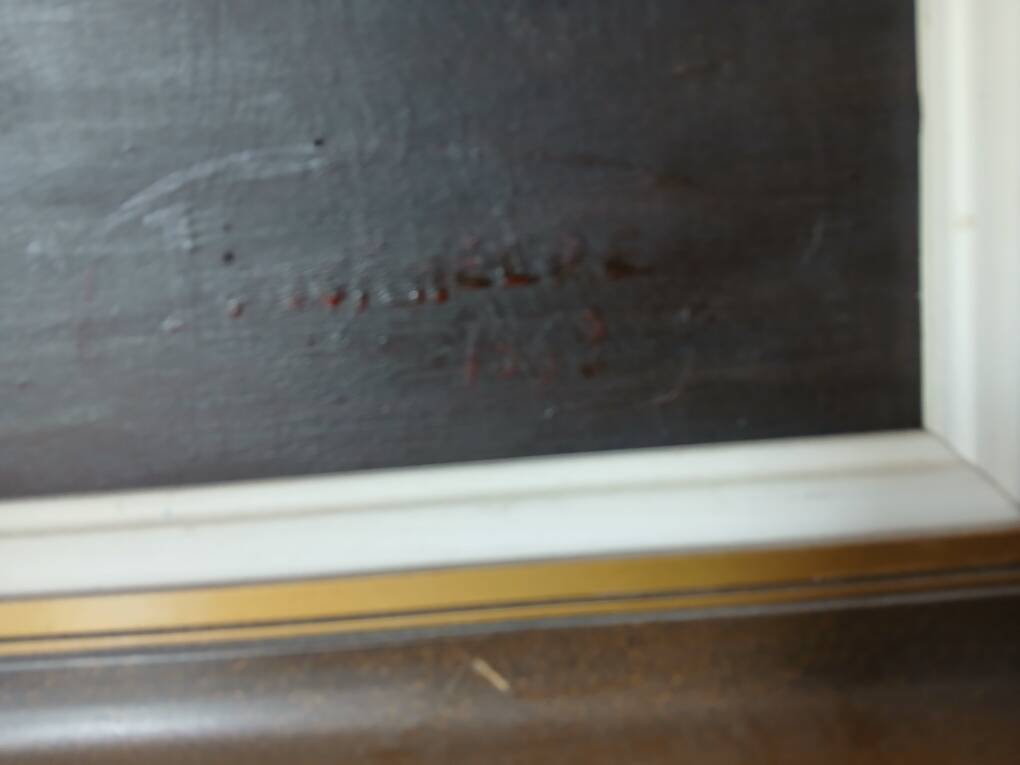 Signed painting - oil painting - bouquet of yellow pompoms