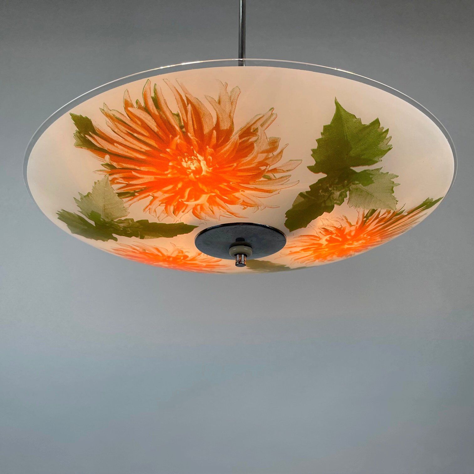 Glass hanging lamp by Zukov, Czechoslovakia, 1960