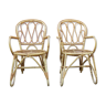 Pair rattan armchairs
