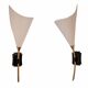 Pair of brass and frosted glass wall lights, vintage Mid-Century 1950s