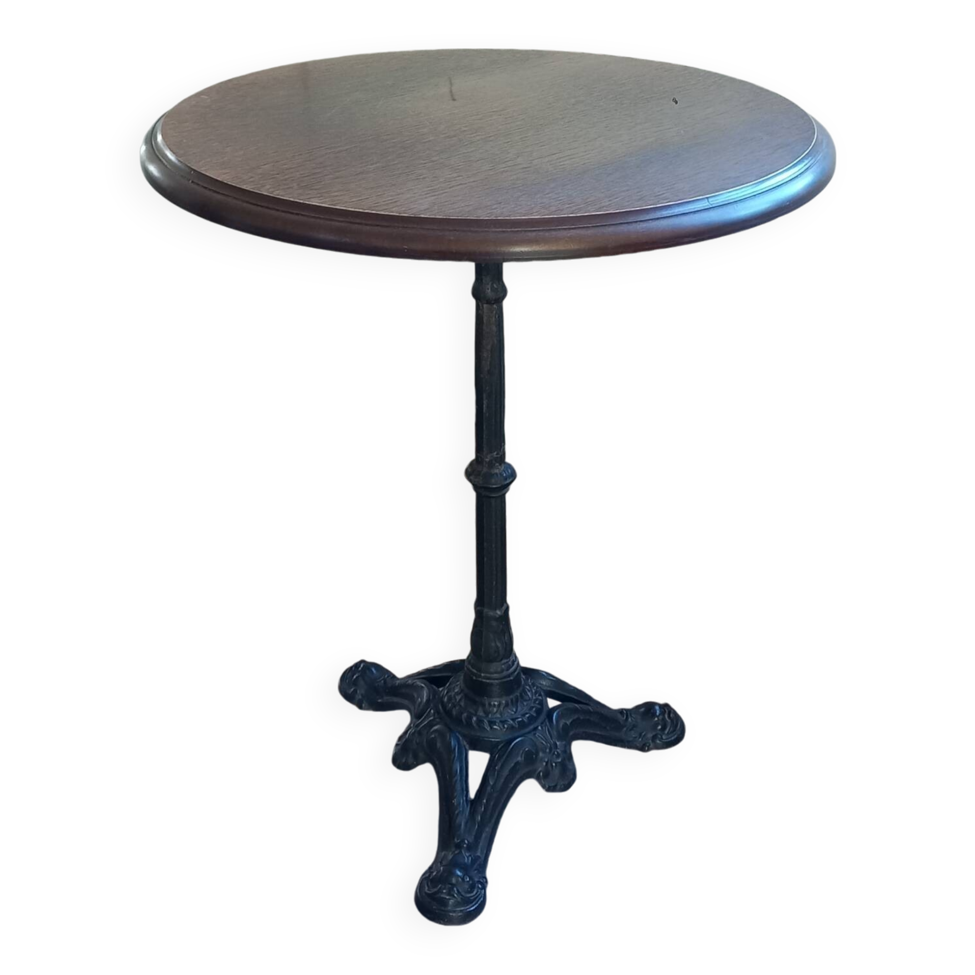 Round wooden bistro table