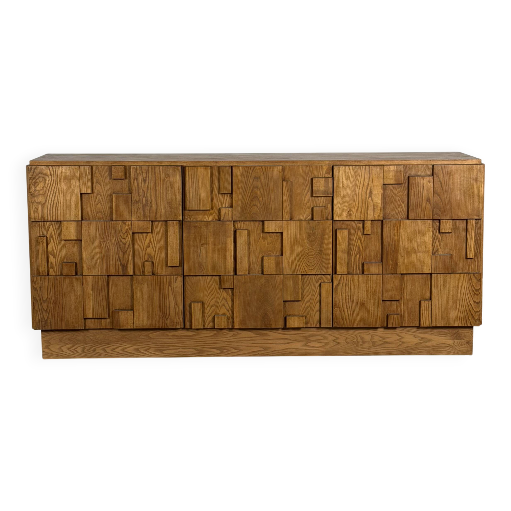 Brutalist Ashwood Sideboard with Sculptural Geometric Front