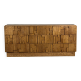 Brutalist Ashwood Sideboard with Sculptural Geometric Front