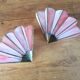 Pair of art deco fan wall light in brass and glass paste