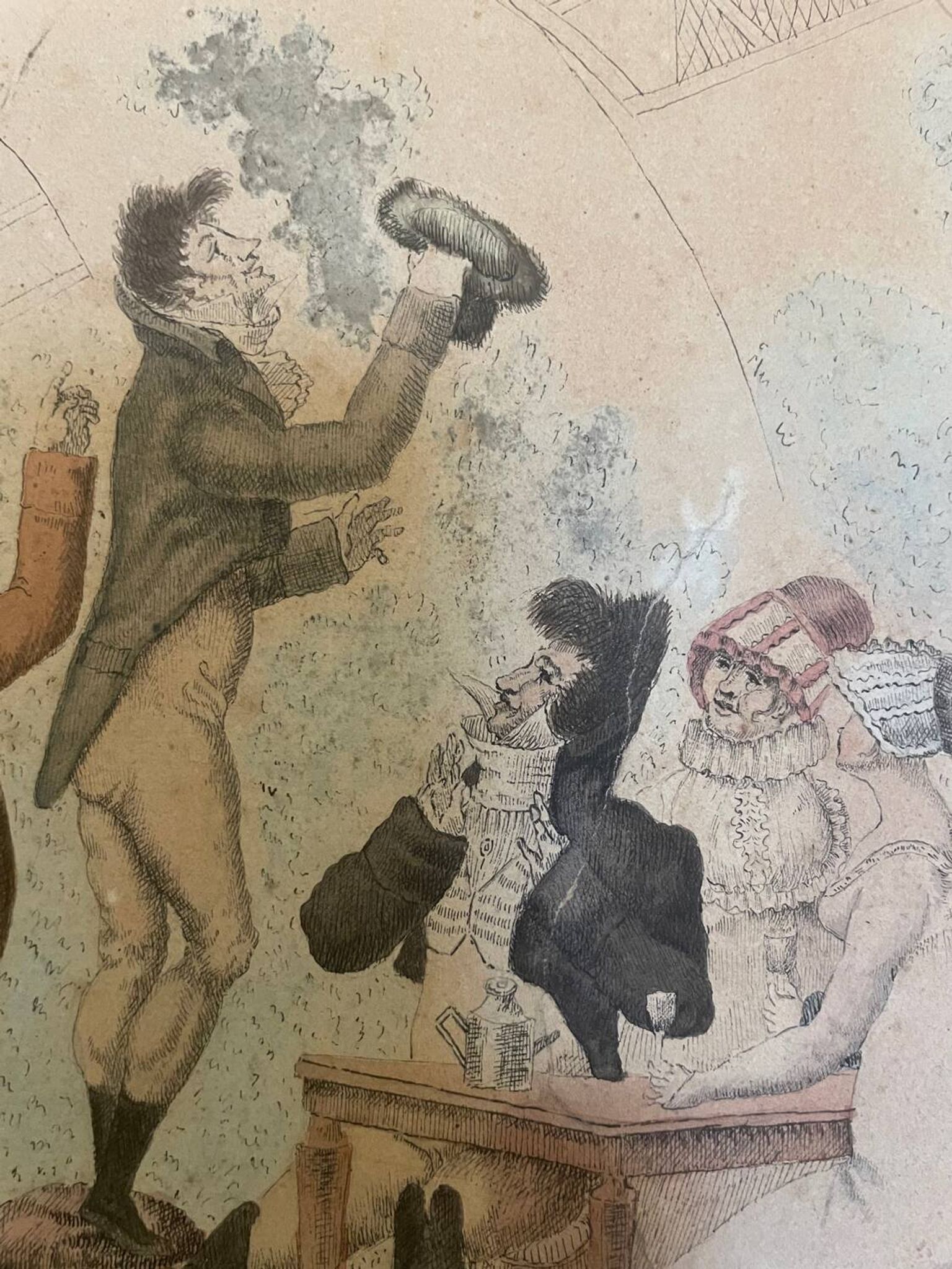 Original painting The Ventriloquist Naudet circa 1803