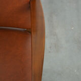 Vintage Scandinavian wooden and cowhide side/desk/chair from the 60s/70s