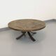 Vintage brutalist round coffee table in metal and slate from the 70s