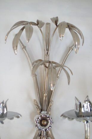 Pair of chrome style 1970s bamboo Palm