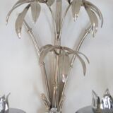 Paire d’appliques palmiers chrome style bambou des années 1970