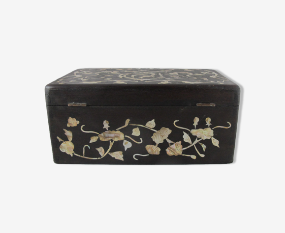 Ancienne boite à bijoux chinoise en bois incrusté de nacre chine début 20è  siècle | Selency