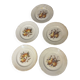 Set of 5 antique earthenware plates – vintage fruit & flower design