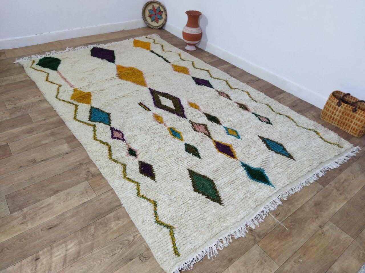 Handmade wool Berber rug 300 x 190 cm