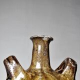 Old stoneware oil jar, glazed and enamelled, 2 handles