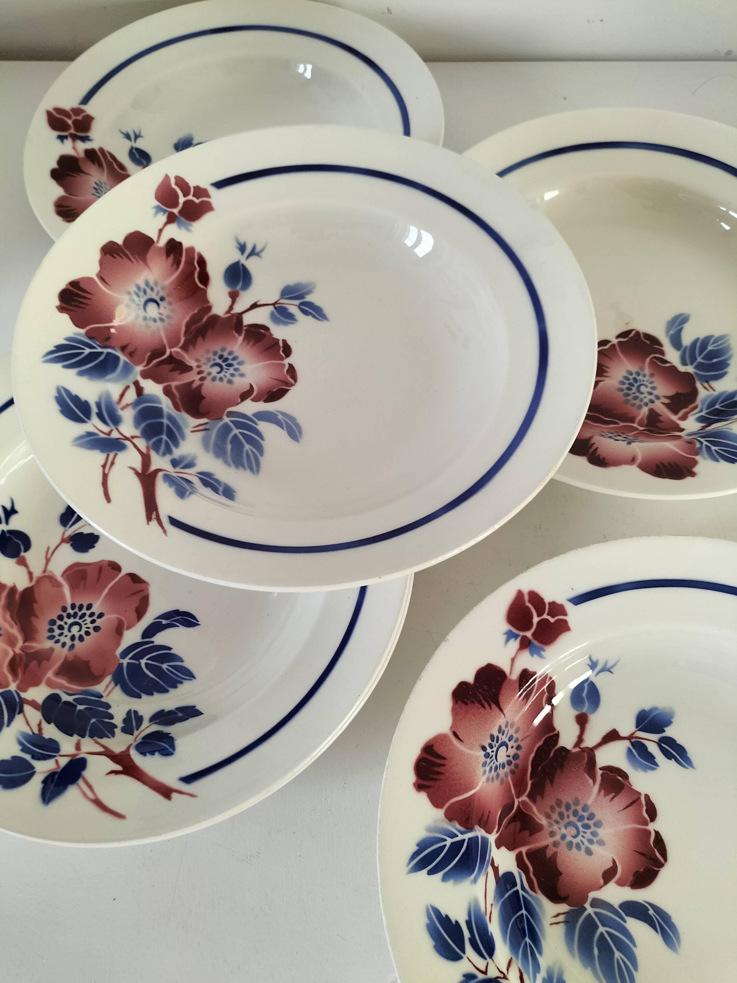 6 antique deep plates K & G Lunéville – Régine model, 1960s