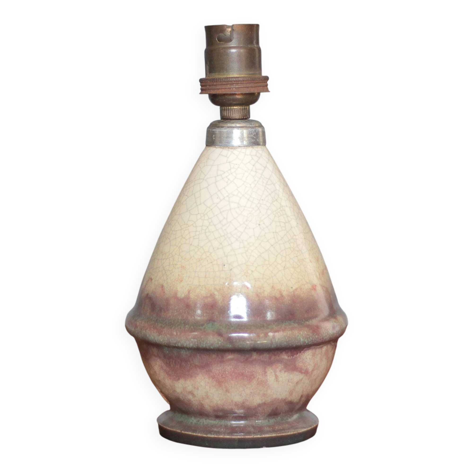 Vintage lamp, crackled glazed stoneware lamp, table lamp, bedside lamp.