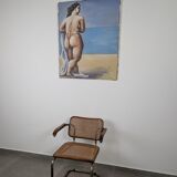 Large format modern art oil painting, female figure on the beach, 20th century