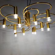 Vintage brass flush mount chandelier, 1970s