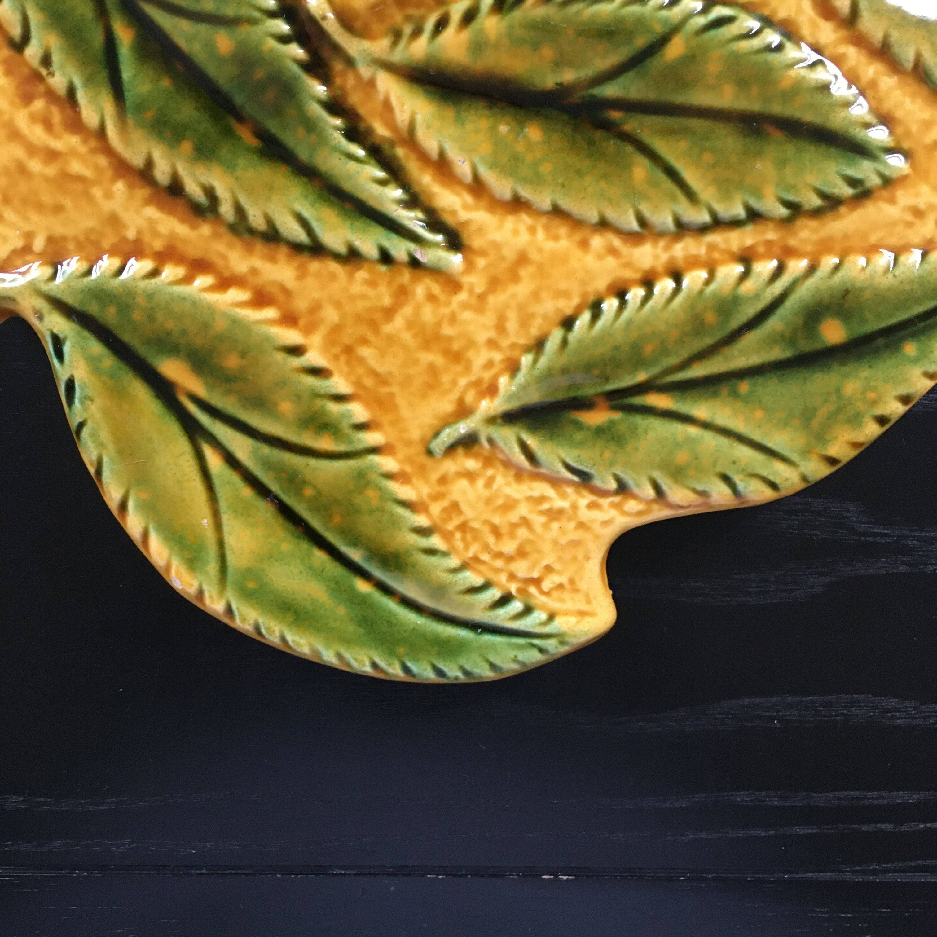 Dish signed Vallauris barbotine