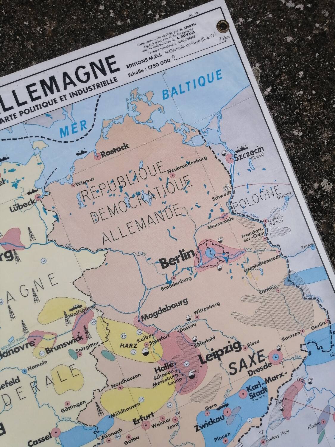 Old MDI Map of Germany Vintage Physical and Political.