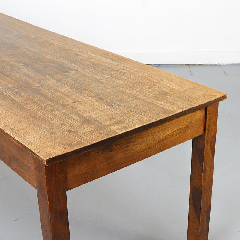 Long Antique Rustic Farmhouse Dining Table from Oak