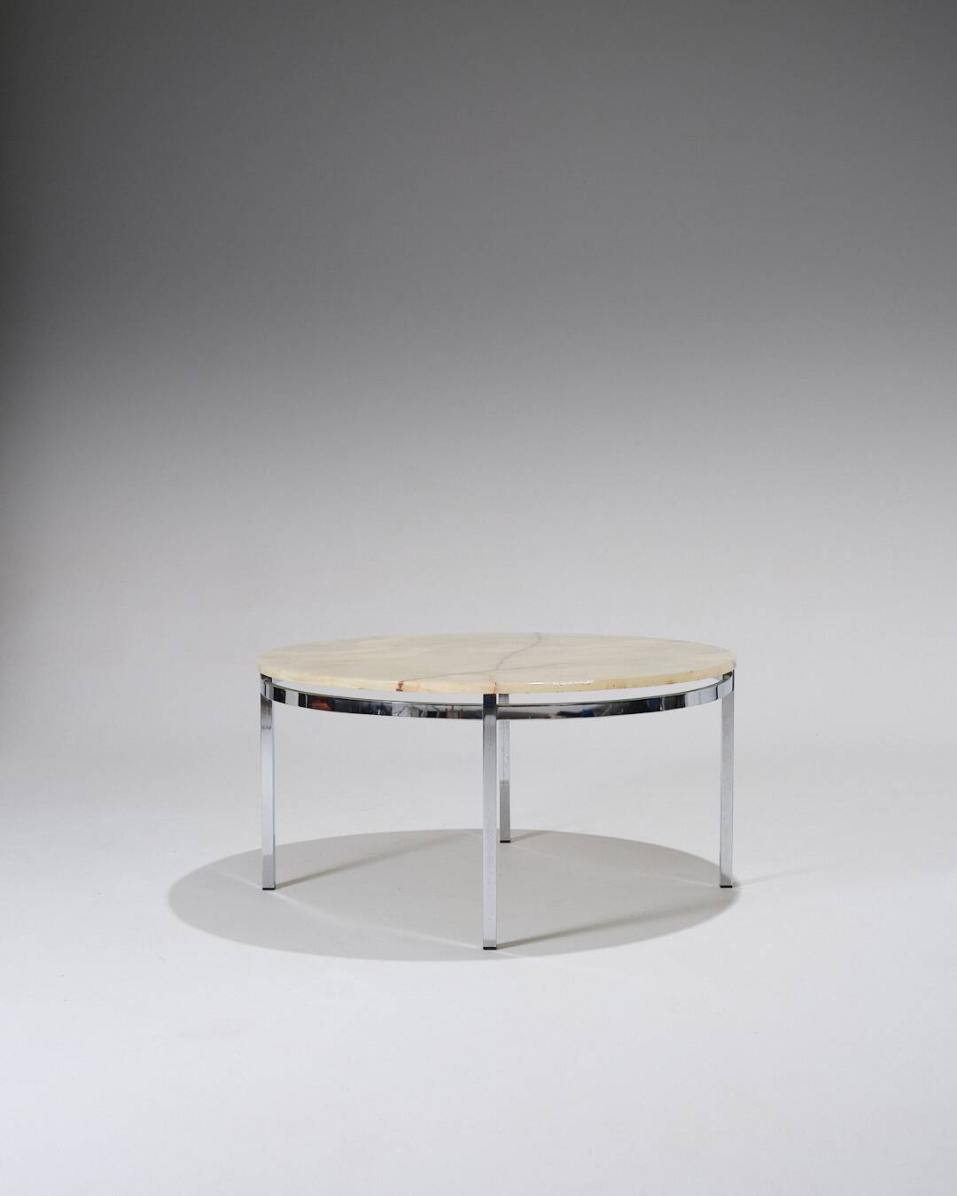 Round Onyx and Metal Coffee Table, 1960s