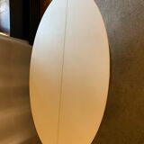 Tables ovale cuir blanc et inox matrix avec surpiqure centrale