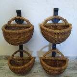 Wicker and wrought iron wall basket