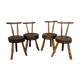 Suite of 4 tripod chairs, trunk seats, solid wood