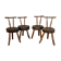 Suite of 4 tripod chairs, trunk seats, solid wood