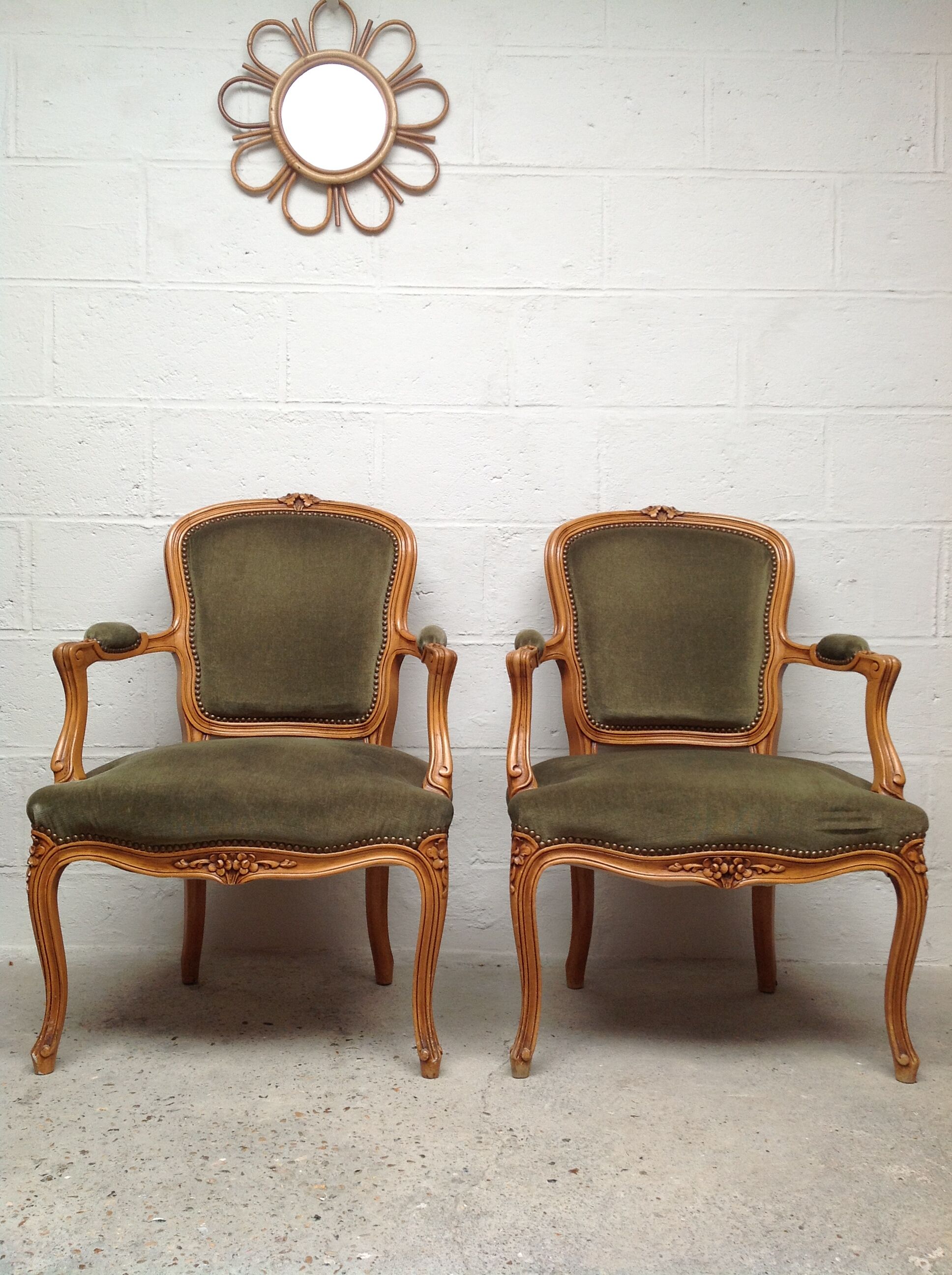 Pair of Louis XV convertible armchairs