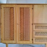 Wood and rattan cabinet