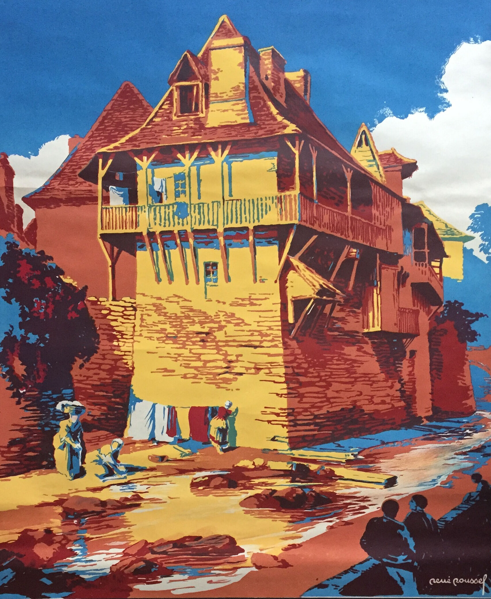 Affiche originale tourisme "Salies de Bearn" 63x98cm 1931