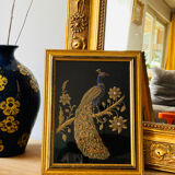 Embroidered peacock frame