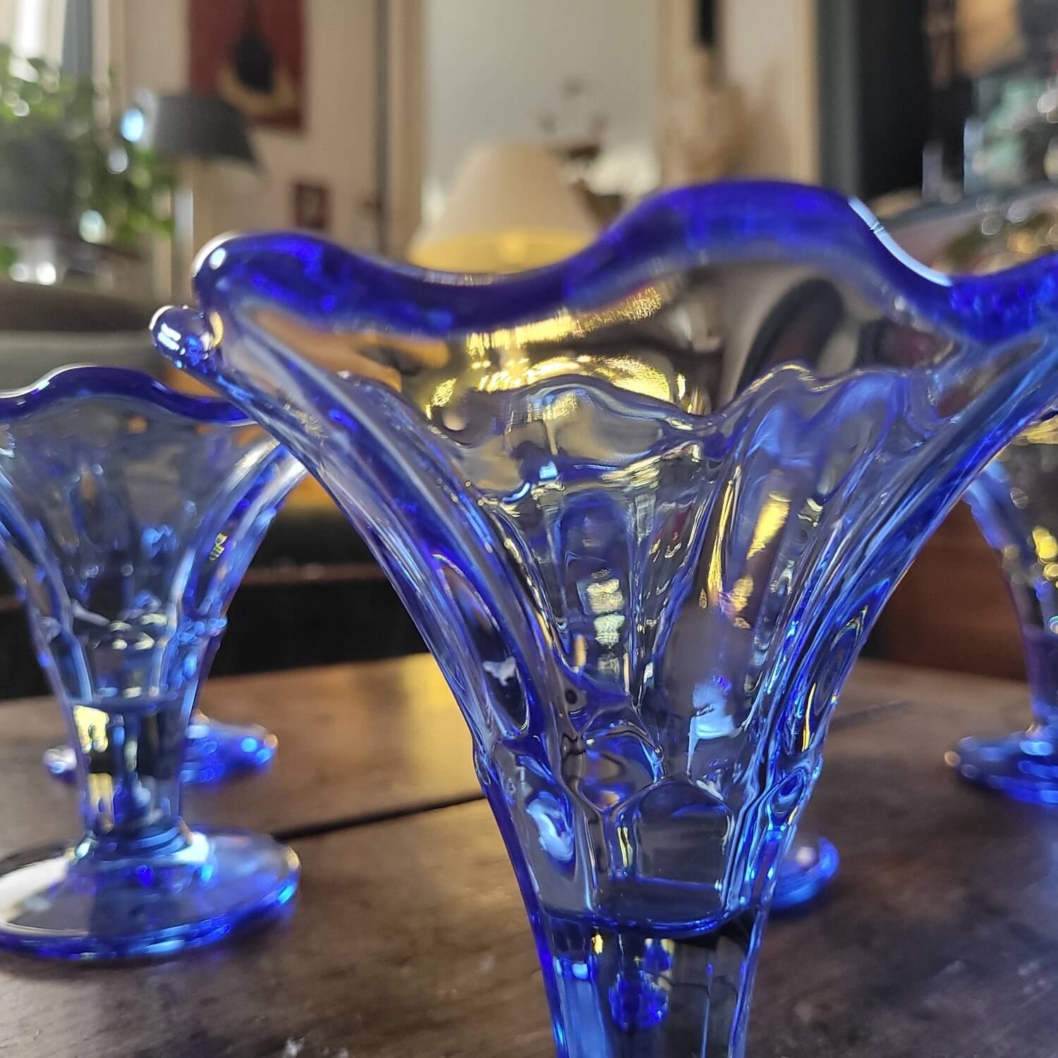 Coupes Ondulées Bleu Saphir La Rochère Vintage 80s0