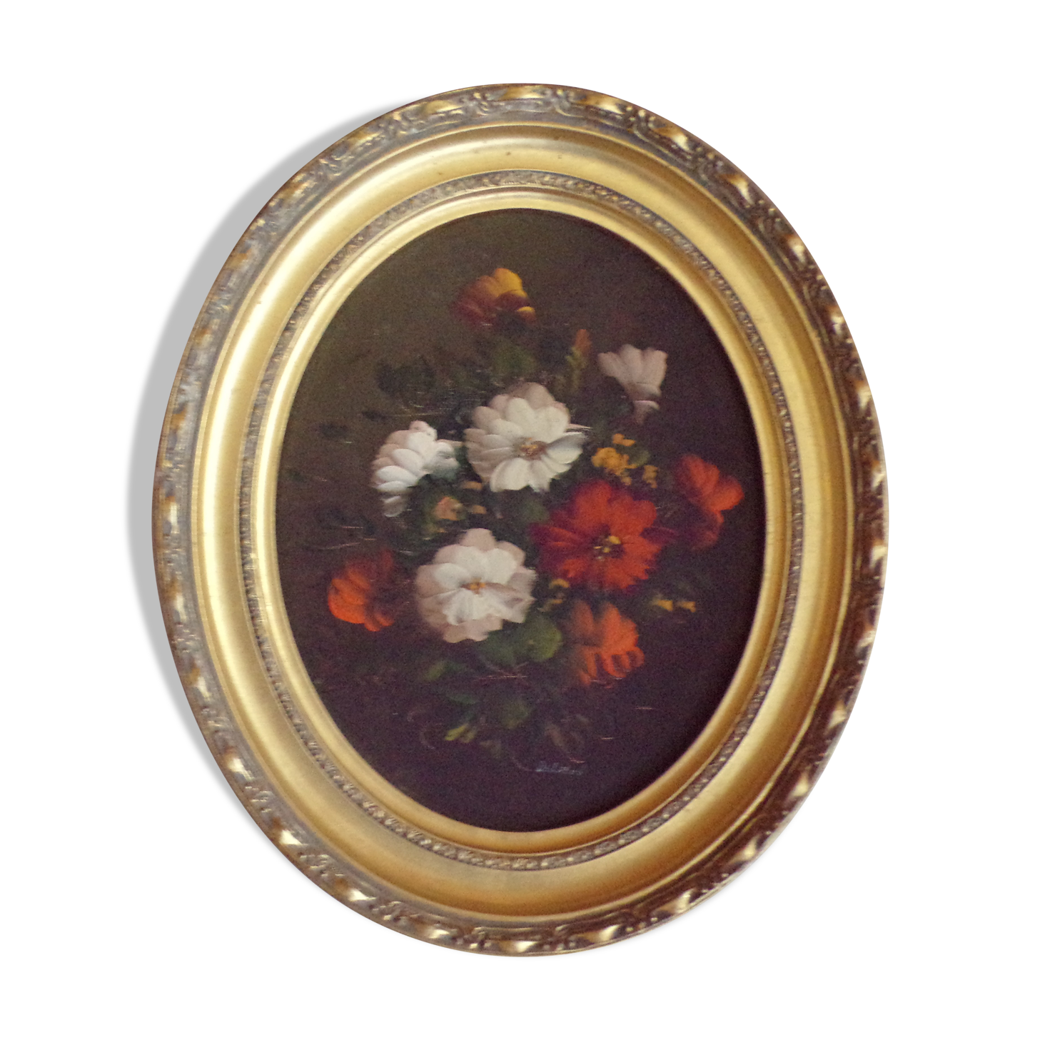 Painting "flowers" signed Delreux