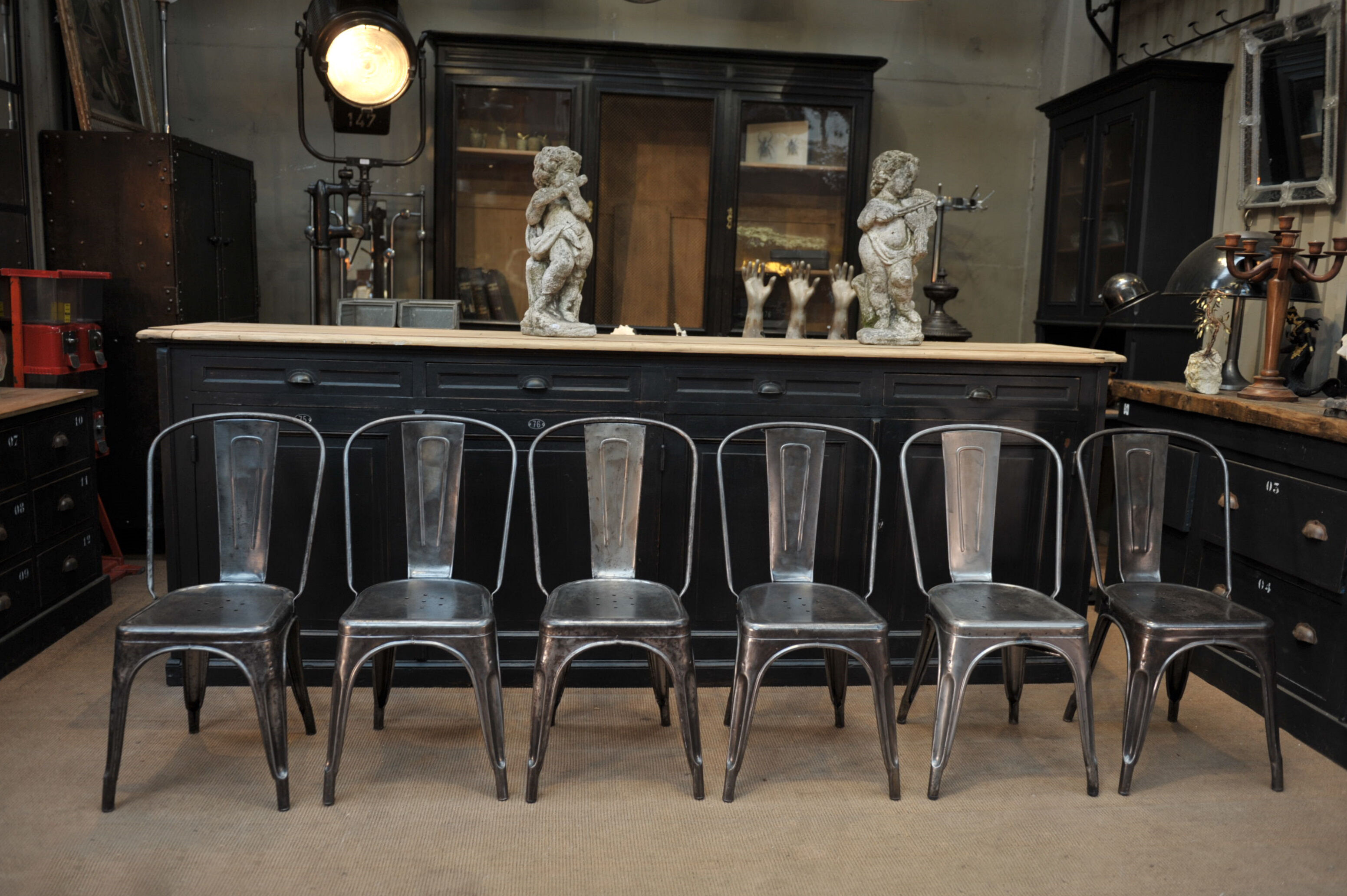 Lot of 6 old Tolix chairs 1950