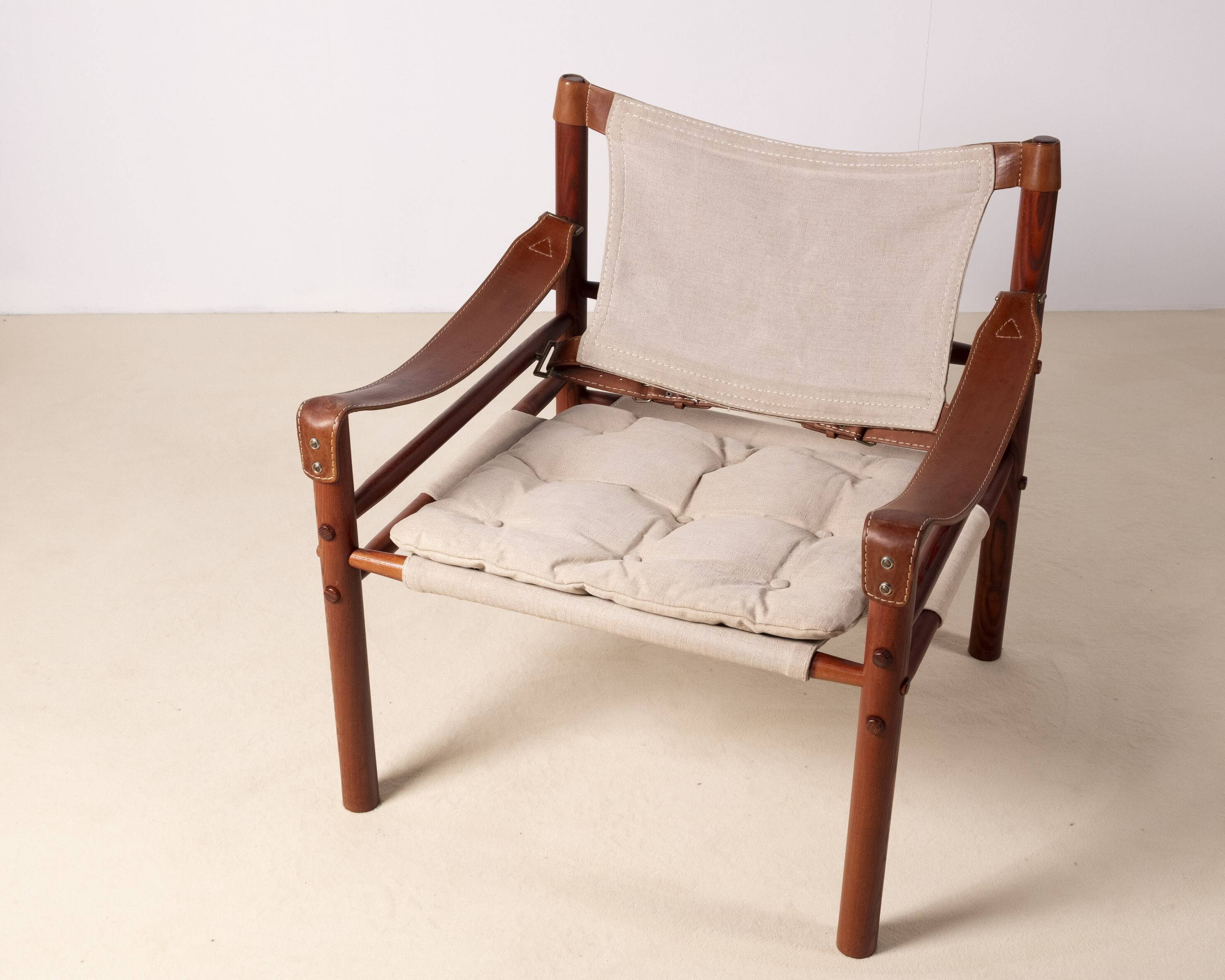 Arne Norell Sirocco Lounge Chair in Ash and Canvas, 1960s Sweden