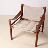 Arne Norell Sirocco Lounge Chair in Ash and Canvas, 1960s Sweden