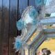 Venetian mirror in colourless and blue Murano glass, circa 1930.